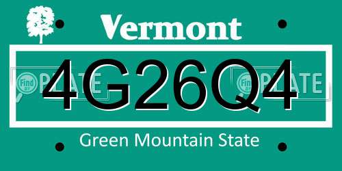 4G26Q4 Vermont License Plate