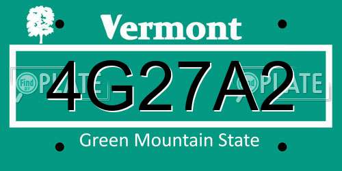 4G27A2 Vermont License Plate