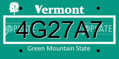 4G27A7 Vermont License Plate