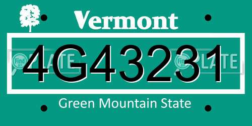 4G43231 Vermont License Plate