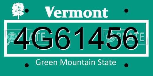 4G61456 Vermont License Plate