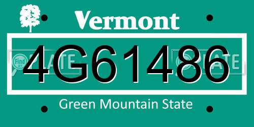 4G61486 Vermont License Plate