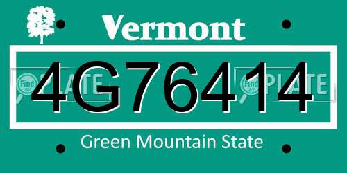 4G76414 Vermont License Plate