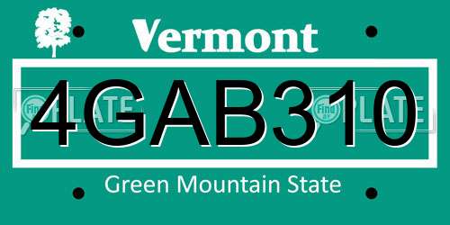 4GAB310 Vermont License Plate