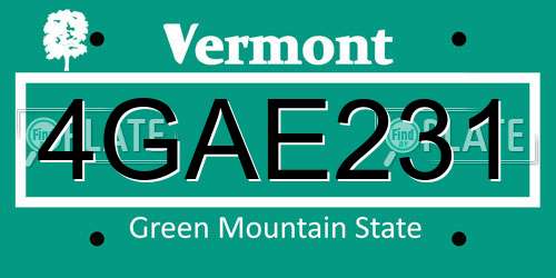 4GAE231 Vermont License Plate