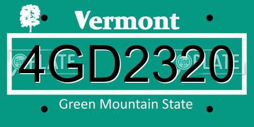 4GD2320 Vermont License Plate
