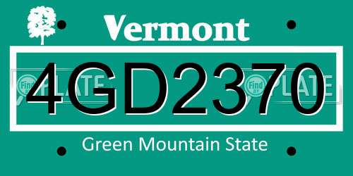 4GD2370 Vermont License Plate