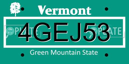 4GEJ53 Vermont License Plate
