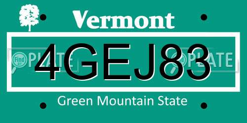 4GEJ83 Vermont License Plate