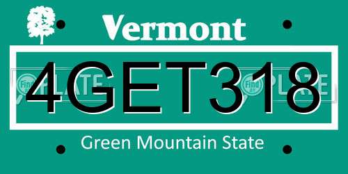 4GET318 Vermont License Plate