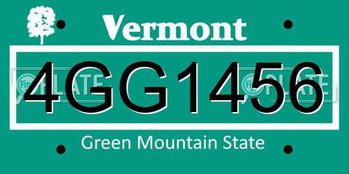 4GG1456 Vermont License Plate