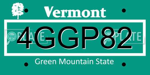 4GGP82 Vermont License Plate