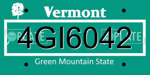 4GI6042 Vermont License Plate