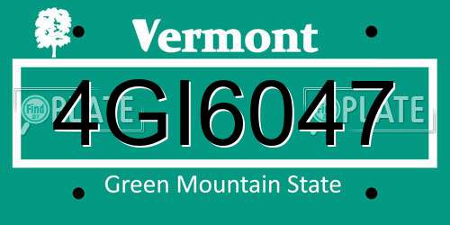 4GI6047 Vermont License Plate