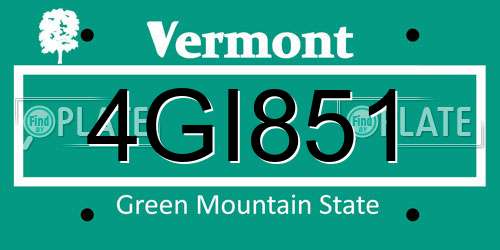 4GI851 Vermont License Plate
