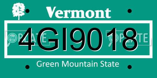 4GI9018 Vermont License Plate
