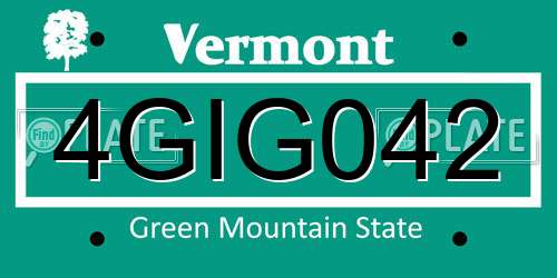 4GIG042 Vermont License Plate