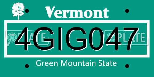 4GIG047 Vermont License Plate