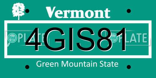 4GIS81 Vermont License Plate