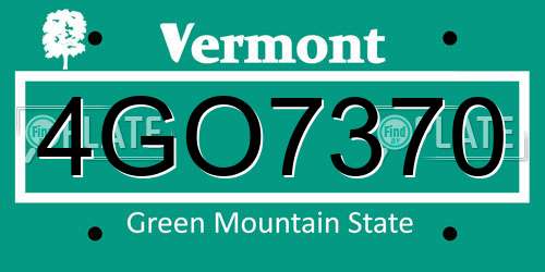 4GO7370 Vermont License Plate
