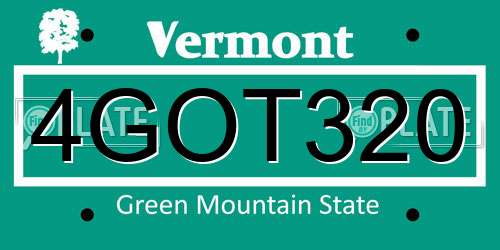 4GOT320 Vermont License Plate