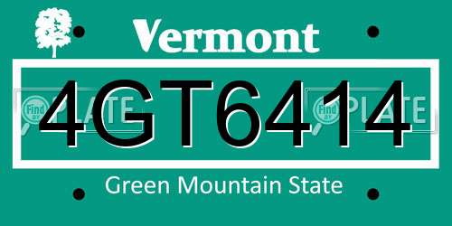 4GT6414 Vermont License Plate