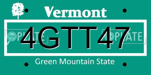 4GTT47 Vermont License Plate