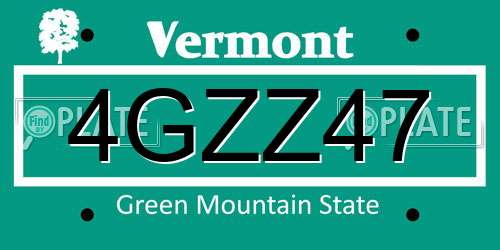 4GZZ47 Vermont License Plate