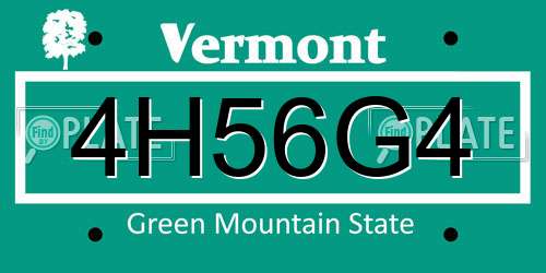 4H56G4 Vermont License Plate