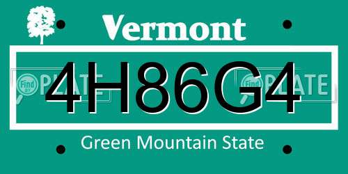 4H86G4 Vermont License Plate