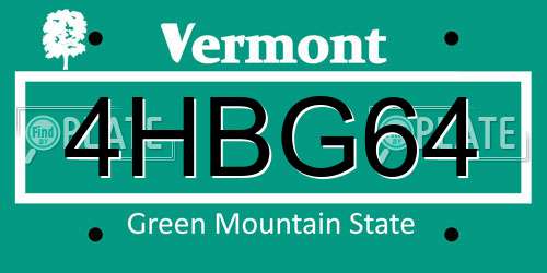 4HBG64 Vermont License Plate