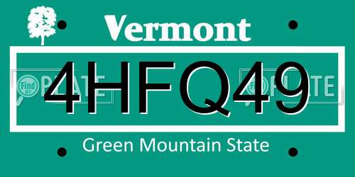 4HFQ49 Vermont License Plate