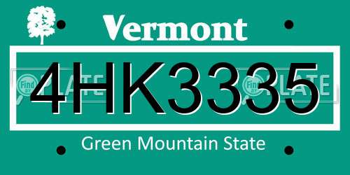 4HK3335 Vermont License Plate