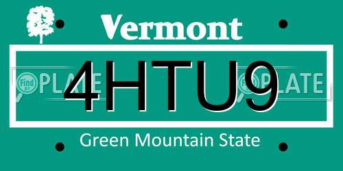 4HTU9 Vermont License Plate