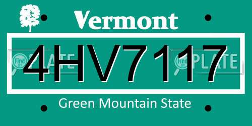 4HV7117 Vermont License Plate