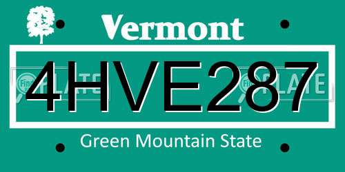 4HVE287 Vermont License Plate