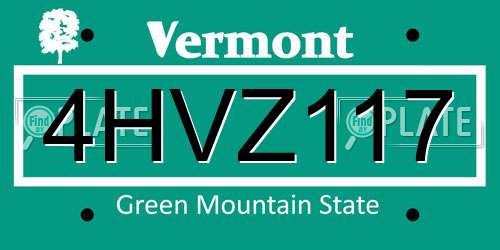 4HVZ117 Vermont License Plate