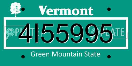 4I55995 Vermont License Plate