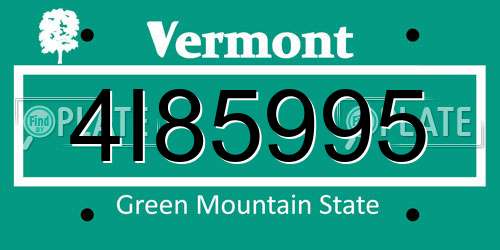 4I85995 Vermont License Plate