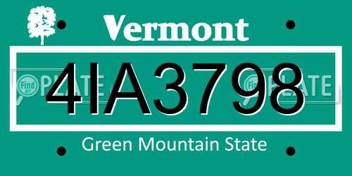 4IA3798 Vermont License Plate