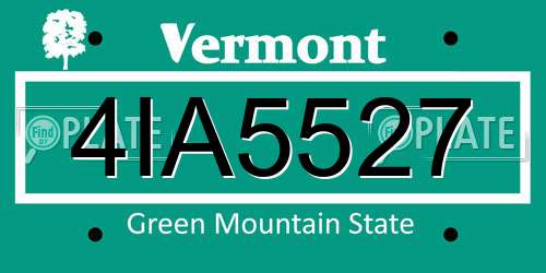 4IA5527 Vermont License Plate