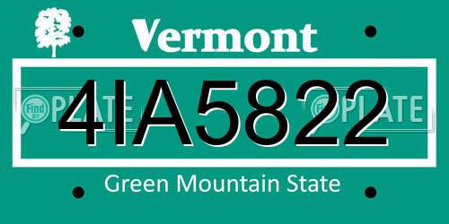 4IA5822 Vermont License Plate