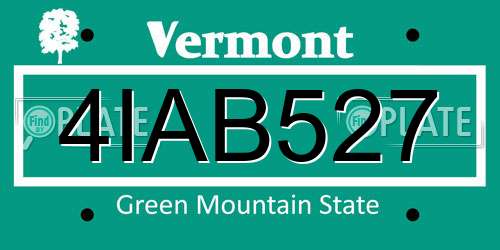 4IAB527 Vermont License Plate
