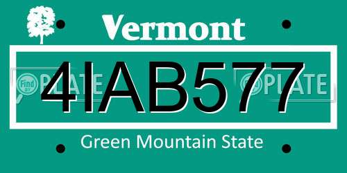 4IAB577 Vermont License Plate