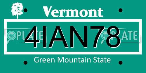 4IAN78 Vermont License Plate