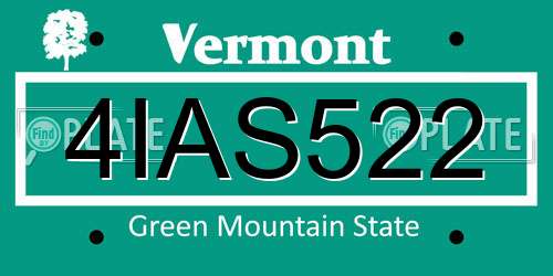 4IAS522 Vermont License Plate