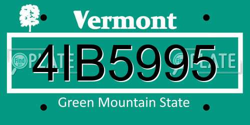 4IB5995 Vermont License Plate