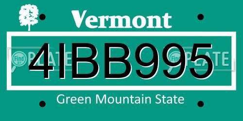 4IBB995 Vermont License Plate