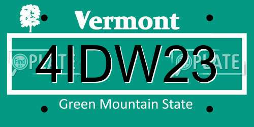 4IDW23 Vermont License Plate