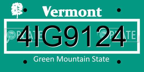 4IG9124 Vermont License Plate